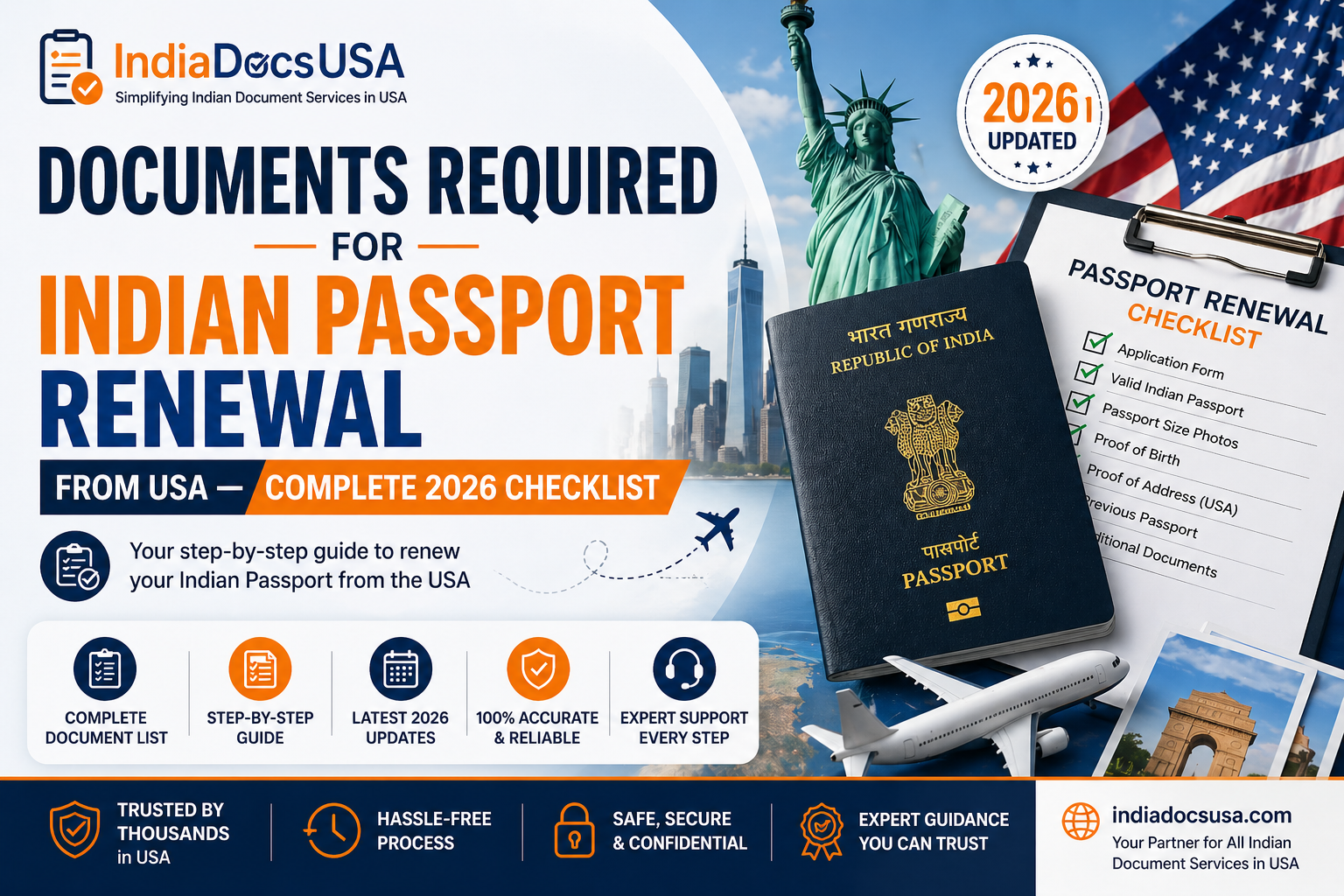 Indian passport renewal documents checklist for USA residents 2026