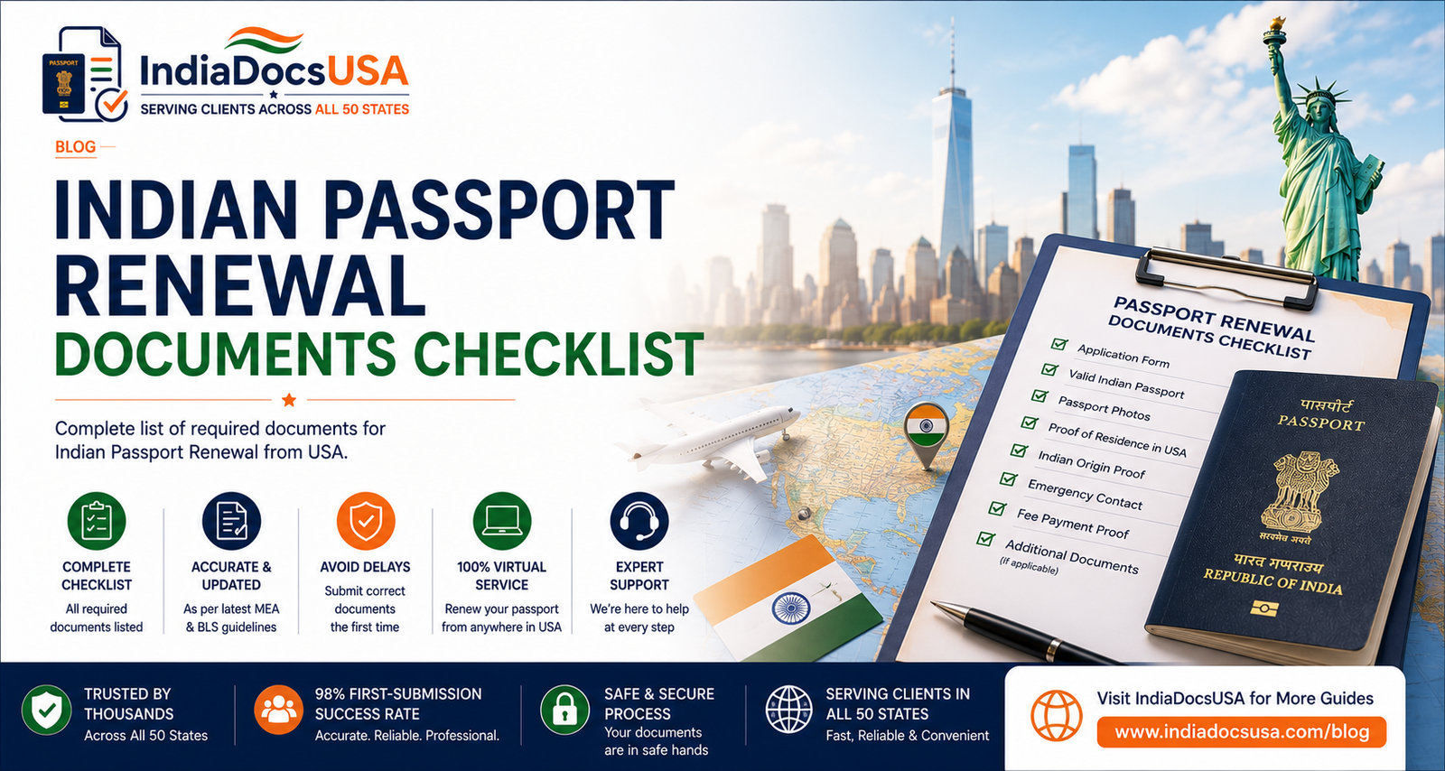 Indian passport renewal documents USA 2026 — complete checklist guide